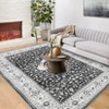 Belgian Wool-Feel Persian Area Rug, Foldable Polyester, Flower Print, Washable, Non-Slip for Hallway, Kitchen, Entryway & Office - 3 of 4