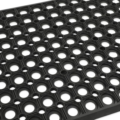 Black Rubber Nonslip Outdoor Welcome Doormat, 23.5 x 15.75 Inches