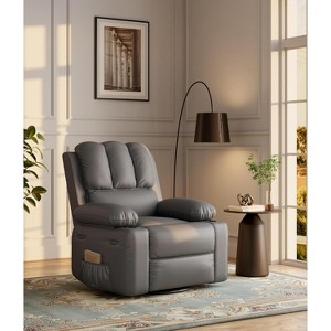 TackView Oversized 360° Swivel Rocker Recliner Sofa with Heat & Massage – Soft High-Density Foam, Cup Holder & Side Pocket - 1 of 4