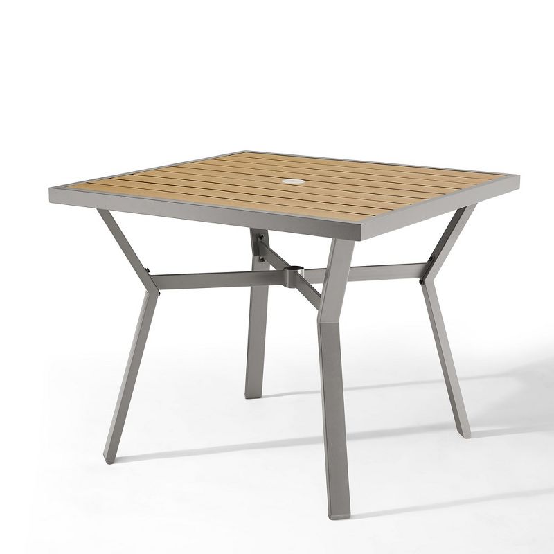 SONGMICS HOME Sencillo Collection - Dining Table, Patio Table, with Umbrella Hole, Square, Modern and Transitional Style,Gray and Beige, 3 of 10