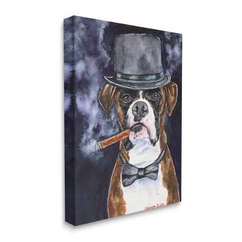 Stupell Industries Sophisticated Boxer Dog Portrait Top Hat Pet