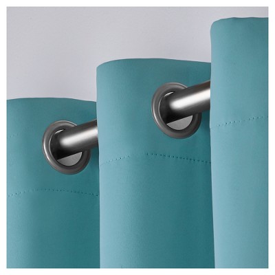 Teal Polyester Blackout Grommet Window Curtain Panels, 108" Length