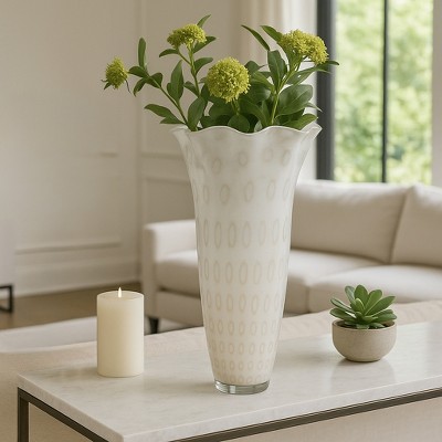 Elegant Large Glass Flower Vase for Living Room Decor - Decorative Vase Accent for Home, Bedroom Styling, and Office Decor - House Decor - 20", White