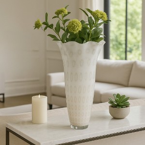 Elegant Large Glass Flower Vase for Living Room Decor - Decorative Vase Accent for Home, Bedroom Styling, and Office Decor - House Decor - 20", White - 1 of 4