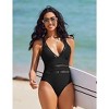 AI'MAGE Women One Piece Swimsuit V Neck Bathing Suits Tummy Control Swimsuits Mesh Hollow Out Swimwear S-XXL - 2 of 3