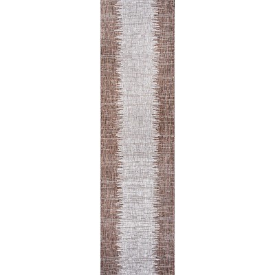 Tavira Strie' Brown/Beige Synthetic Indoor/Outdoor Runner Rug