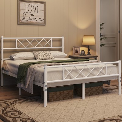 Yaheetech Simple Metal Bed Frame with Headboard&Footboard Slatted Bed Base