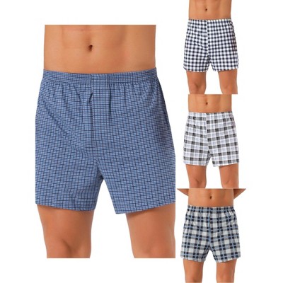 INSPIRE CHIC Men's 3 Pack Classic Plaid Pattern Boxer Shorts