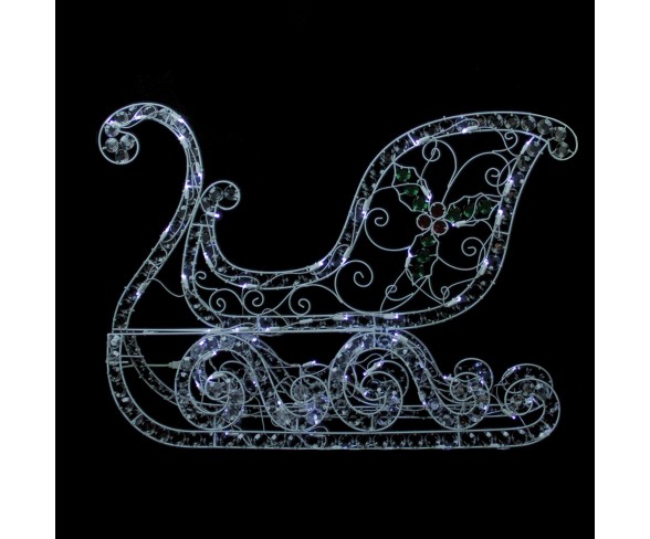 LB International 40" Clear Acrylic LED Lighted Christmas Sleigh Outdoor Decoration