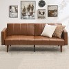 Garvee 75 Inch Futon Sofa Bed, Mid-Century Modern Futon Couch, Convertible Sleeper Sofa with Adjustable Backrest, Loveseat for Living Room, Brown - 2 of 4