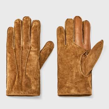 Men's Faux Shearling Lined Pig Suede Gloves - Goodfellow & Co™ Brown