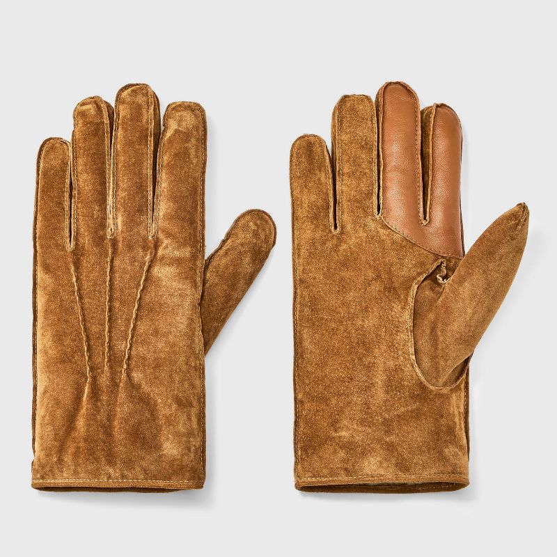 Men&#39;s Faux Shearling Lined Pig Suede Gloves - Goodfellow &#38; Co&#8482; Brown, 1 of 5
