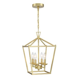 4-Light Soft Gold Dimmable Lantern Geometric Chandelier - 1 of 4