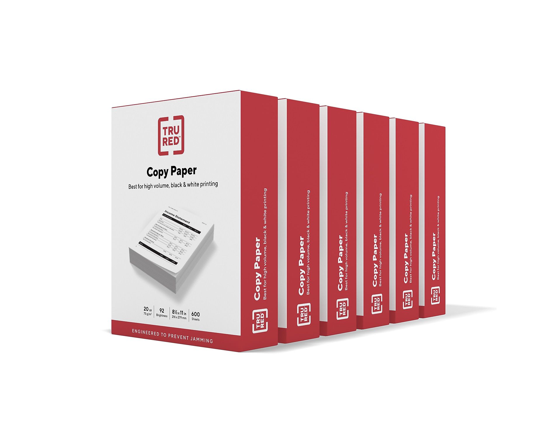 TRU RED 8.5" x 11" Copy Paper 20 lbs. 92 Brightness 600 Sheets/Ream 6 Reams/Carton (TR62091)