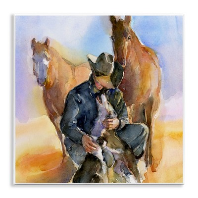 Stupell Industries Cowboy & Animals Watercolor, 12" x 12"