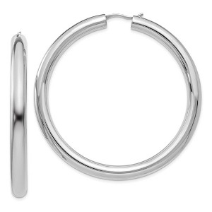 Black Bow Jewelry 5mm Round Tube Hoop Earrings in Sterling Silver, 55mm (2 1/8 in) - 1 of 4