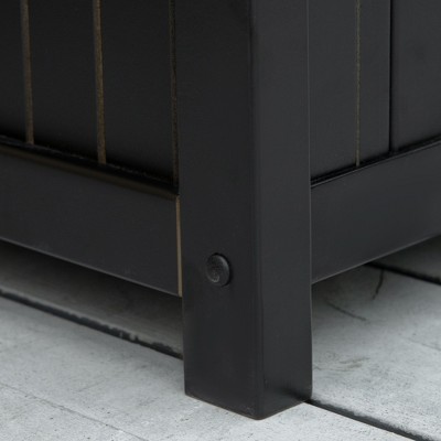 Black Wooden Outdoor Storage Bench with Star Motif