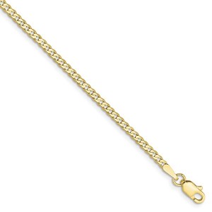 Black Bow Jewelry 2.2mm 10k Yellow Gold Flat Beveled Curb Chain Anklet - 1 of 4
