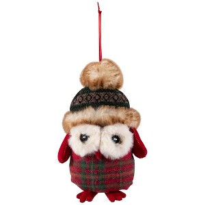 Northlight Plush Baby Owl in Plaid Christmas Ornament - 7" - 1 of 4