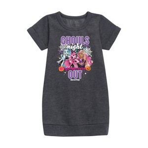 Girls' - Mattel - Ghouls Night Out Graphic Short Sleeve Fleece Dress - 1 of 2