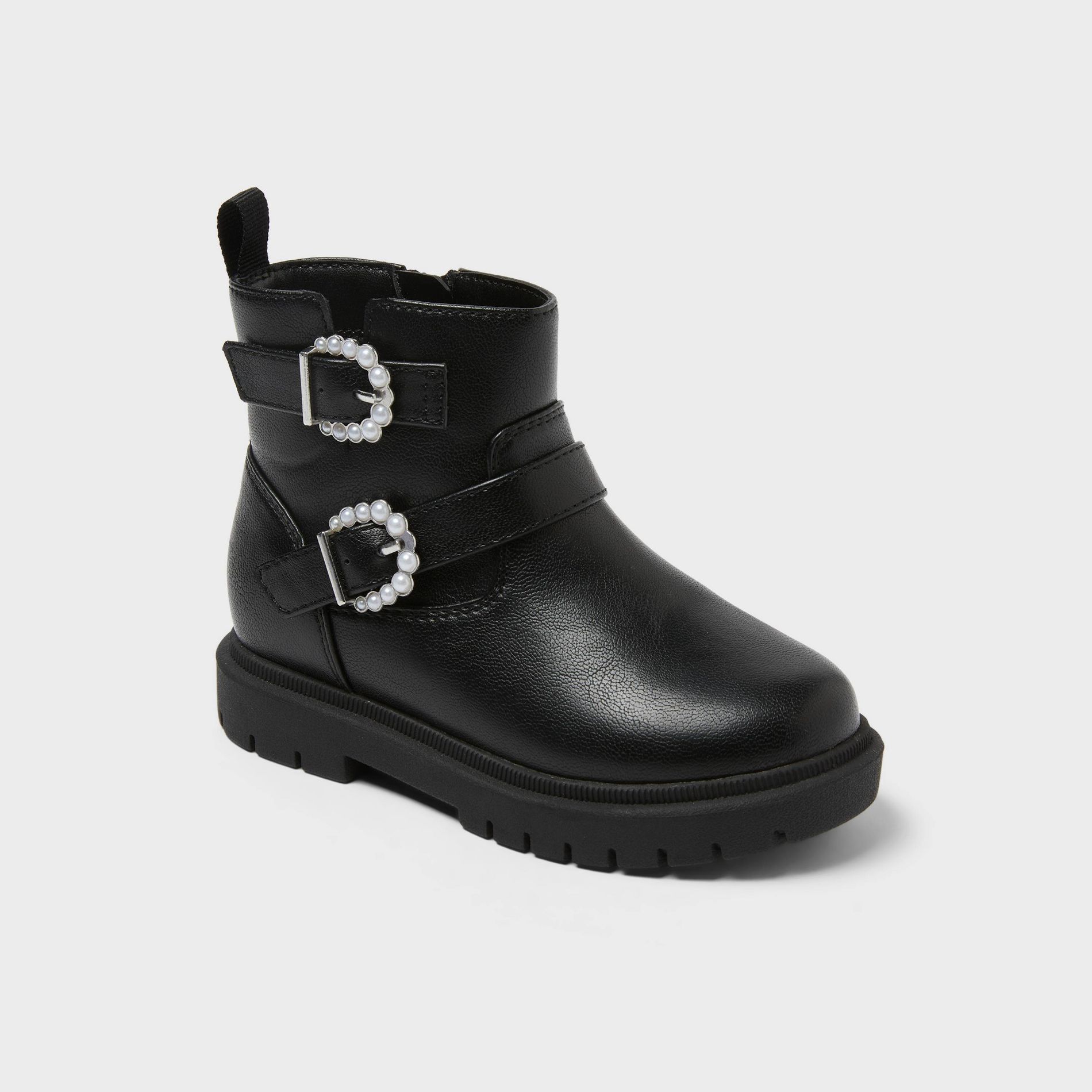 Toddler Girls' Evie Lug Sole Ankle Boots - Cat & Jack™ Black