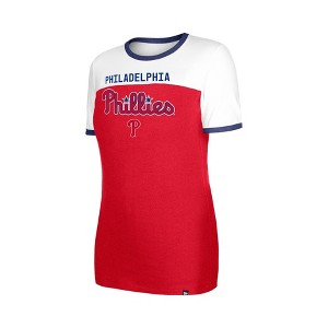 MLB Philadelphia Phillies Women's Bi-Blend Ringer T-Shirt - 1 of 4