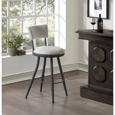 Modern Benton Adjustable Steel Stool with Gray Cushion