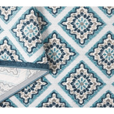Brooks Blue Multi Geometric Indoor Outdoor Rug 5' x 7'