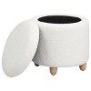 Coaster Home Furnishings Valia Faux Sheepskin Upholstered Round Storage Ottoman Ivory - 2 of 4