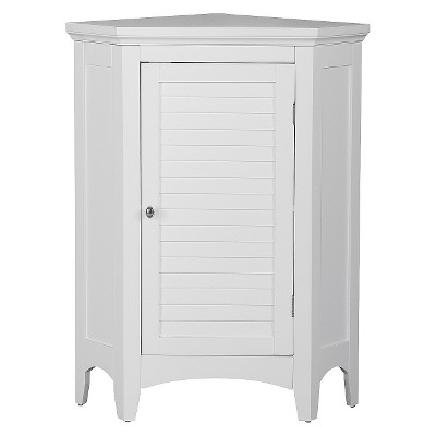 Slone Corner 1 Door Shuttered Floor Cabinet White - Elegant Home Fashions