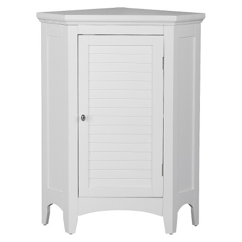 Slone Corner 1 Door Shuttered Floor Cabinet White Elegant Home Fashions Target