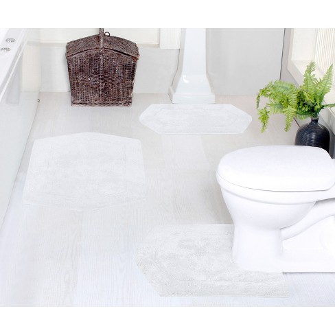 Set Of 3 Waterford Collection White Cotton Tufted Bath Rug Set - Home ...