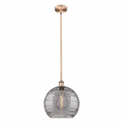 Athens Deco Swirl - 1 Light Stem Hung Pendant In Industrial Style-14.63 Inches Tall and 13.75 Inches Wide