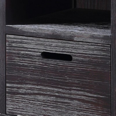 Antique Black 24" Pine Wood End Table with Storage