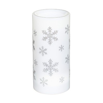 Evergreen LED Snowflake Pillar Table Decor with Projected Icons