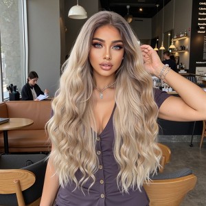 Jessie's Wig 26 Inch Ombre Blonde Color With Highlight Long Wavy Wig Synthetic Hair 13x3.5 Lace 1 Pc/Pack - 1 of 4
