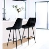 Elama 2 Piece Velvet Tufted Bar Chair in Black with Metal Legs - 2 of 4