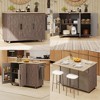 51.2" Geometric Twill Kitchen Island with Drop Leaf, Rolling Storage & Towel Rack for Farmhouse Kitchens - 2 of 3