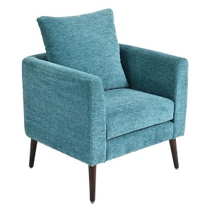 Zeus & Ruta Mid-Century Upholstered Accent Chair with Cushion and Wooden Legs - 1 of 4