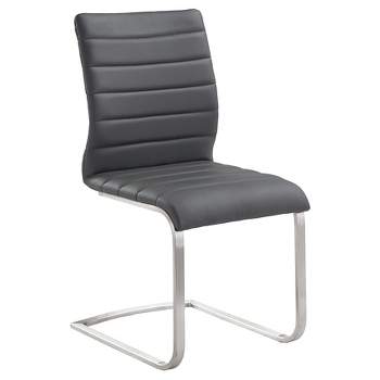 Set of 2 Fusion Contemporary Side Dining Chair Gray And Stainless Steel - Armen Living