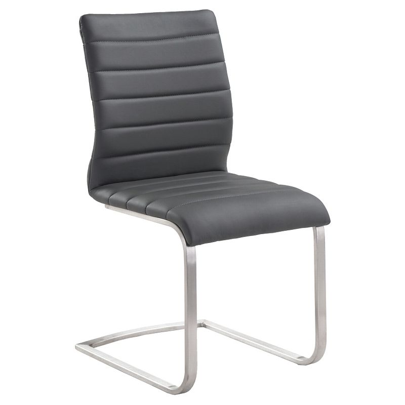 Set of 2 Fusion Contemporary Side Dining Chair Gray And Stainless Steel - Armen Living, 1 of 6