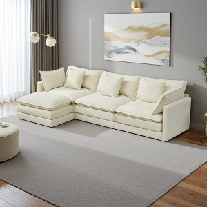 110" Modular Cloud L-Shaped Sectional Sofa with Ottoman & Cushions - 1 of 4