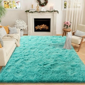 Bright Yellow Shag Rug, Ultra Soft 1.7" Thick, Non-Slip Backing, for Bedroom or Living Room - 1 of 4