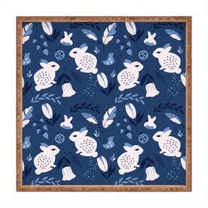 BlueLela Rabbits and Flowers Square Bamboo Tray - Deny Designs - 1 of 2