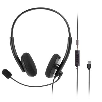 Monoprice Wfh Mm Usb Wired Back To Basics Web Meeting Headset Lightweight With Adjustable