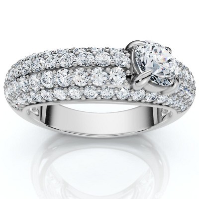 Pompeii3 1 1/2Ct Pave Kimberly Diamond Anniversary Ring 14k Gold or Platinum Lab Created