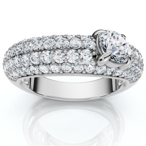 Pompeii3 1 1/2Ct Pave Kimberly Diamond Anniversary Ring 14k Gold or Platinum Lab Created - 1 of 4