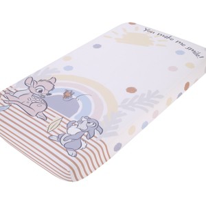 NoJo Disney B is for Bambi Tan, Gray, Blue, and White You Make Me Smile Photo Op Fitted Crib Sheet - 1 of 4