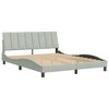 vidaXL Light Gray Queen Velvet Bed Frame with Headboard Cushion – Modern Waved Design, Plywood Slats, Soft Foam Back Support - 2 of 4