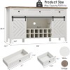 Acekool Farmhouse Buffet Cabinet 47.2'', Rustic Sideboard with Moveable Doors, 3 Drawers, Adjustable Shelves, Removable Wine Rack, White - 2 of 4
